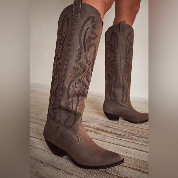 Jeffrey Campbell Finn Tall Western Boot, 8 Brown Leather - Picture 1 of 13